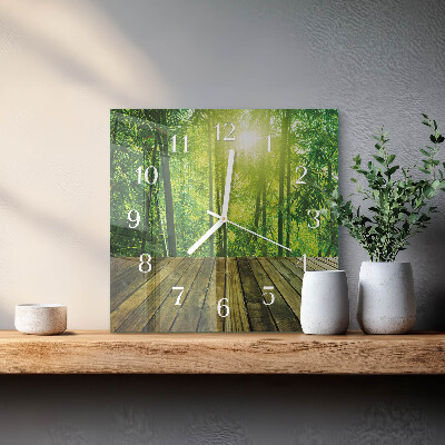 Square wall clock Bamboo