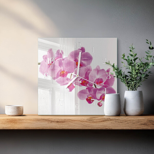 Square wall clock Orchid