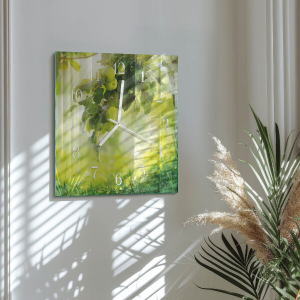 Square wall clock Apple Tree