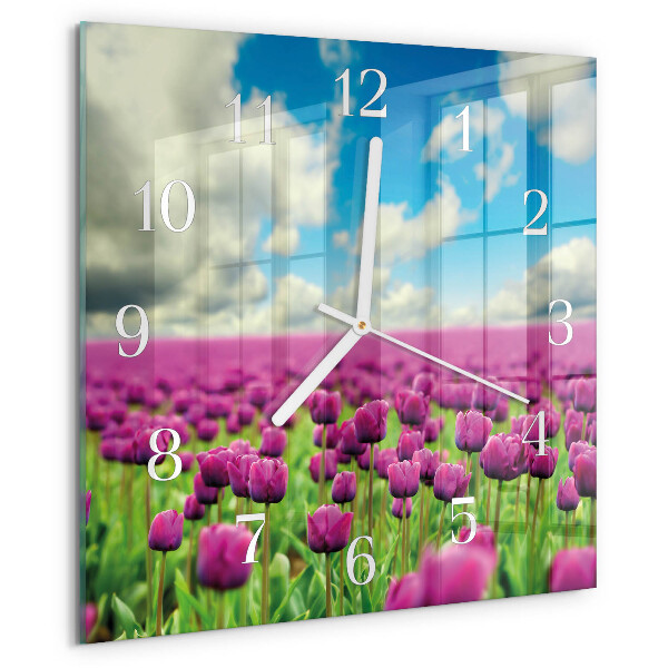Square wall clock Tulips