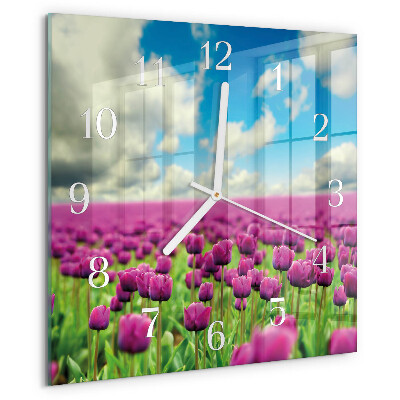 Square wall clock Tulips