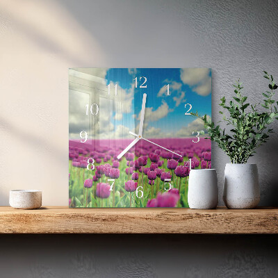 Square wall clock Tulips