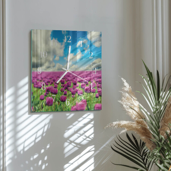 Square wall clock Tulips