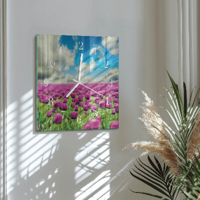Square wall clock Tulips