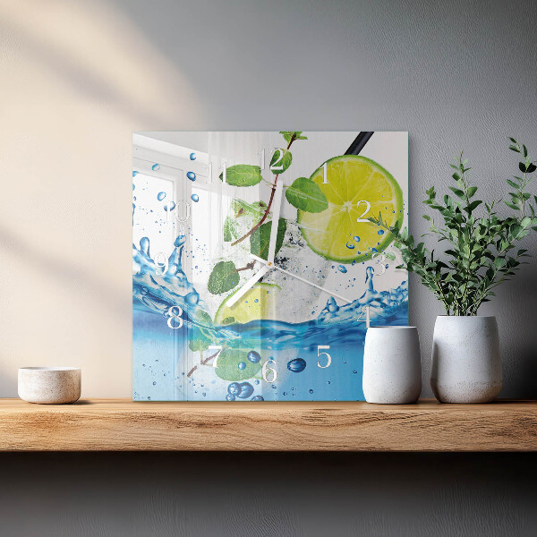 Square wall clock Lime and Mint