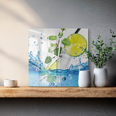 Square wall clock Lime and Mint