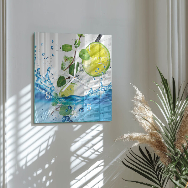 Square wall clock Lime and Mint