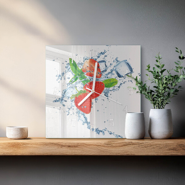Square wall clock Strawberries