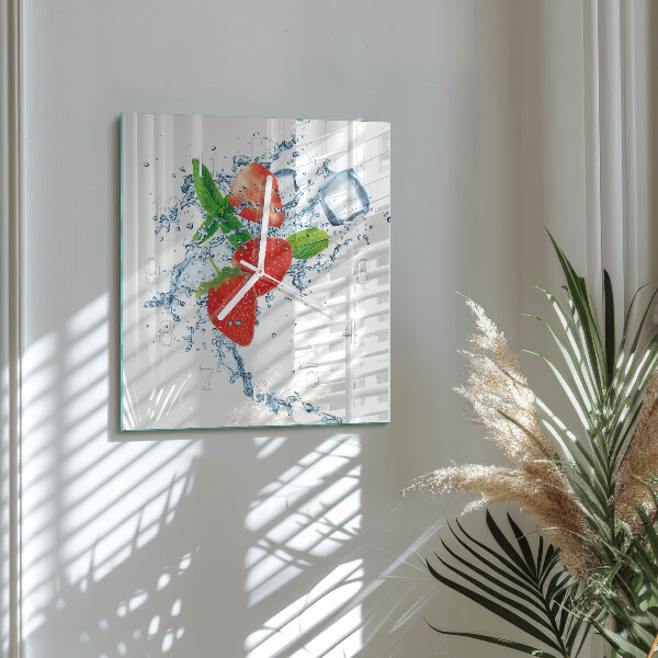 Square wall clock Strawberries