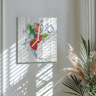 Square wall clock Strawberries