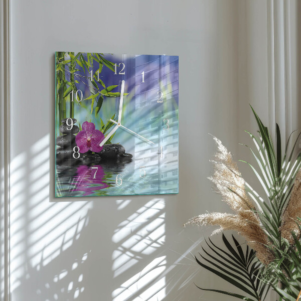 Square wall clock Spa Orchid