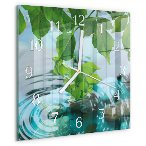 Square wall clock Leaves