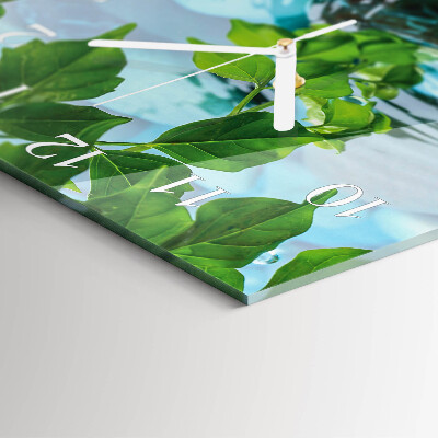 Square wall clock Leaves