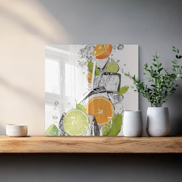 Square wall clock Citrus Fruits
