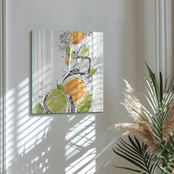 Square wall clock Citrus Fruits
