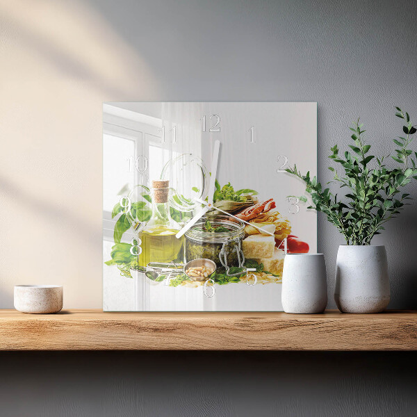 Square wall clock Pasta with Oil