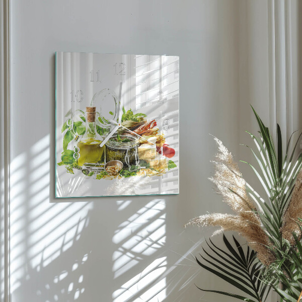 Square wall clock Pasta with Oil