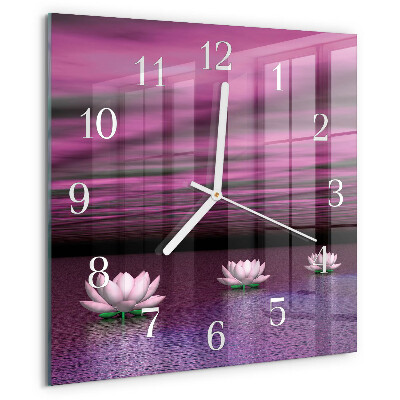 Square wall clock Water Lilies