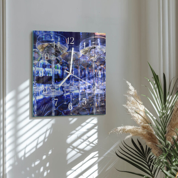 Square wall clock Glasses