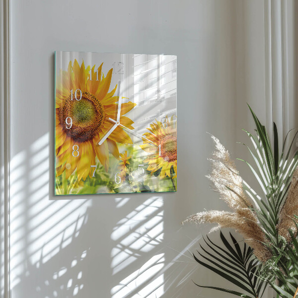 Square wall clock Sunflower