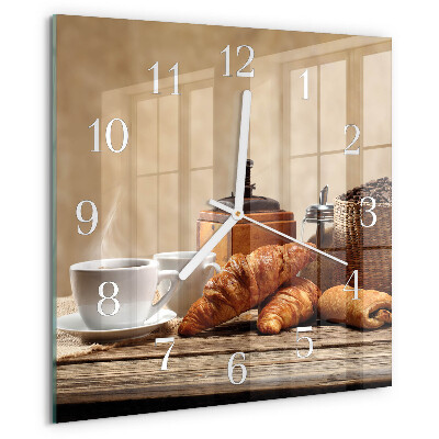 Square wall clock Croissants