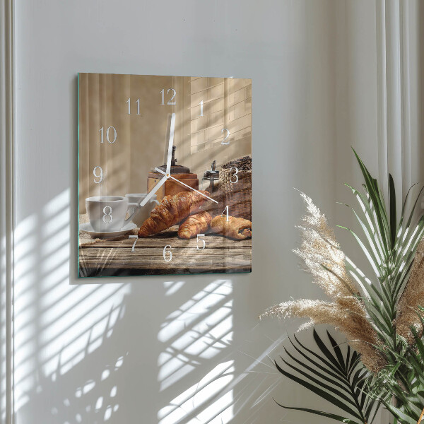 Square wall clock Croissants