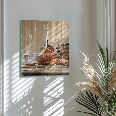 Square wall clock Croissants