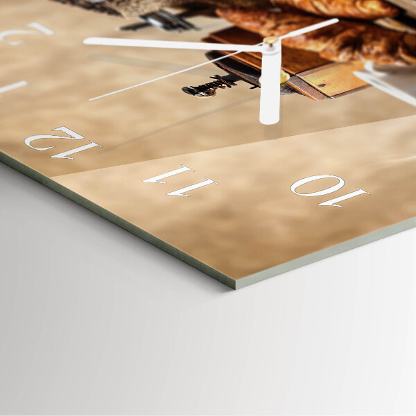 Square wall clock Croissants