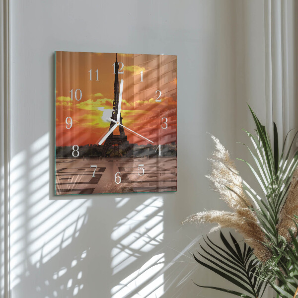 Square wall clock Eiffel Tower