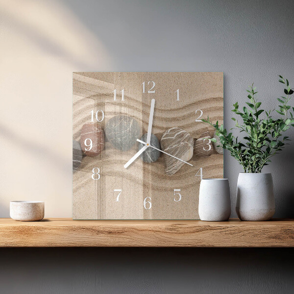 Square wall clock Stones Sand