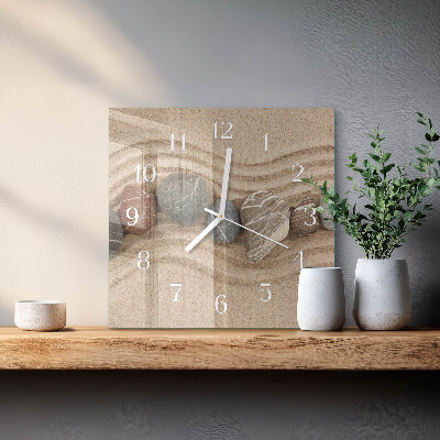 Square wall clock Stones Sand