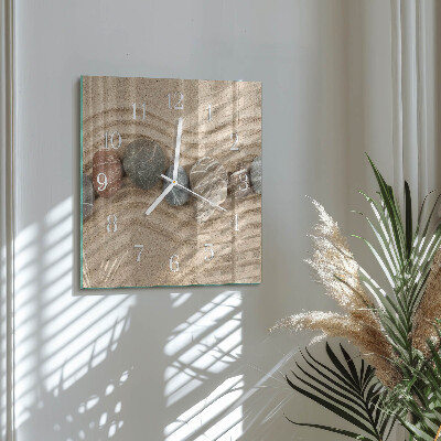 Square wall clock Stones Sand