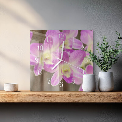 Square wall clock Flowers