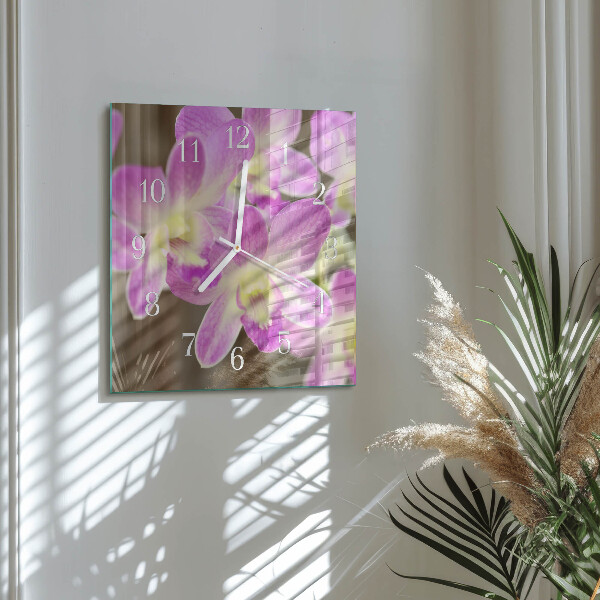 Square wall clock Flowers