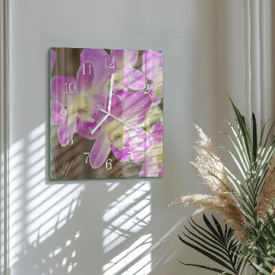 Square wall clock Flowers