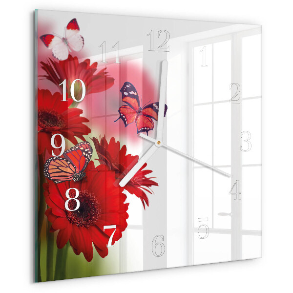 Square wall clock Gerbera