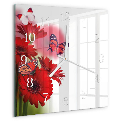 Square wall clock Gerbera