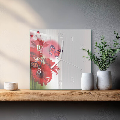 Square wall clock Gerbera