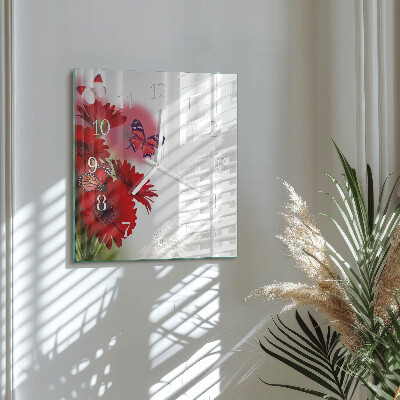 Square wall clock Gerbera