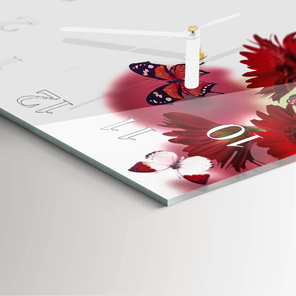 Square wall clock Gerbera