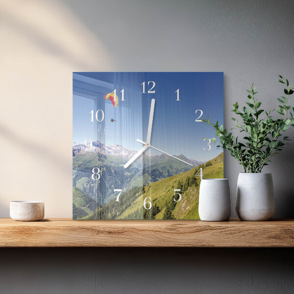 Square wall clock Mountains