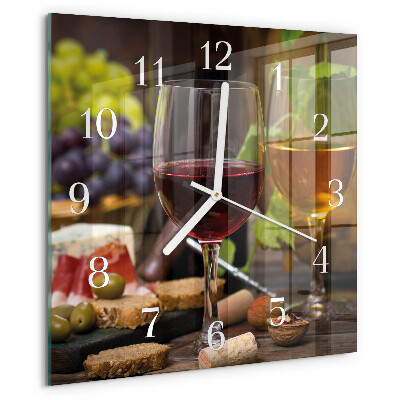 Square wall clock Glasses of Wine