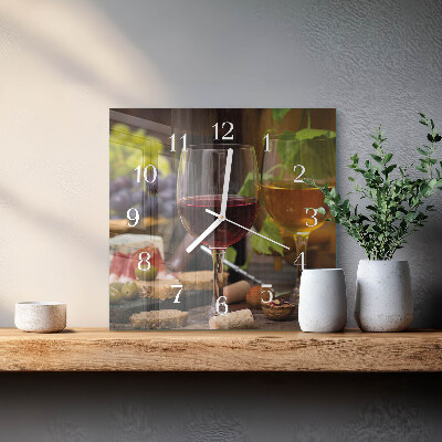 Square wall clock Glasses of Wine