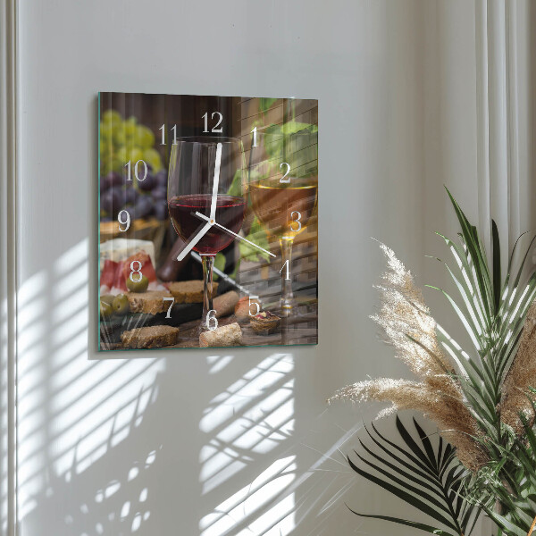 Square wall clock Glasses of Wine