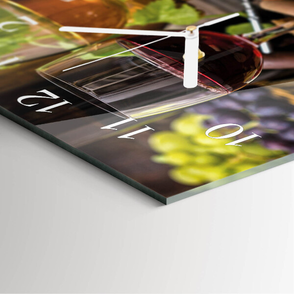 Square wall clock Glasses of Wine