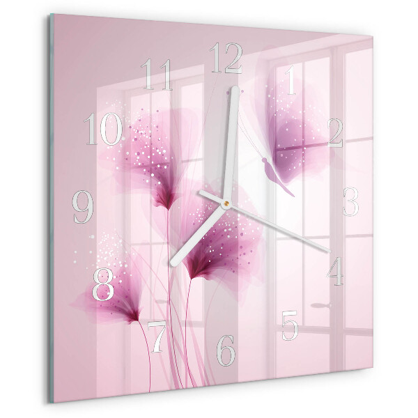 Square wall clock Flowers