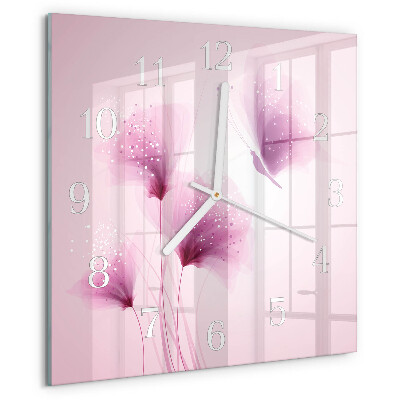 Square wall clock Flowers