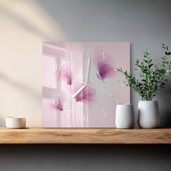 Square wall clock Flowers