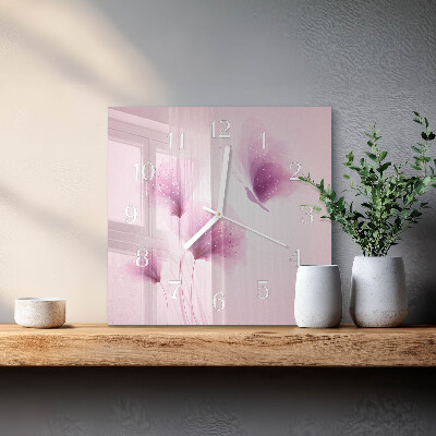 Square wall clock Flowers