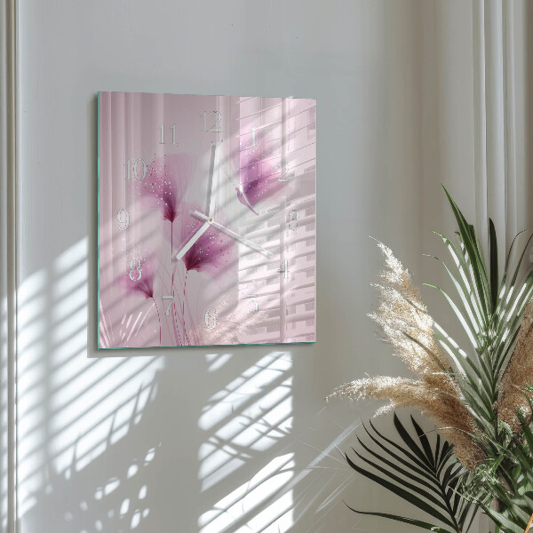 Square wall clock Flowers